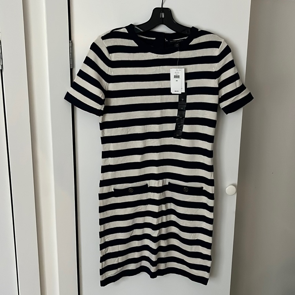 NWT Banana Republic Cream and Navy Striped Dress